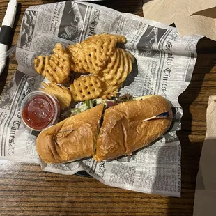 Philly steak with waffle fries