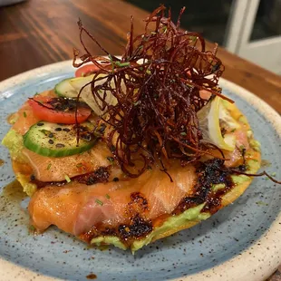 Salmon Sashimi Tostada.....you want this!