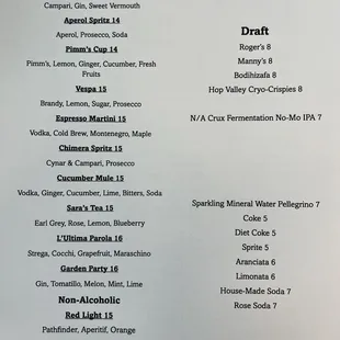 Cocktail Menu