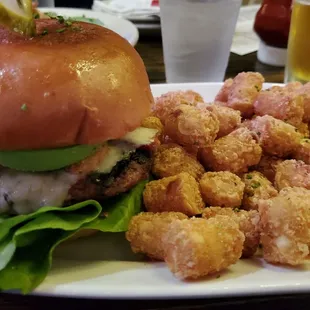 This was the award winning burger. I was NOT impressed. Tots were harder than nipples in a polar vortex.