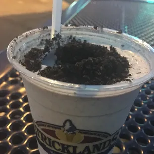 Oreo mixed into custard