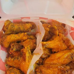 chicken wings in a basket