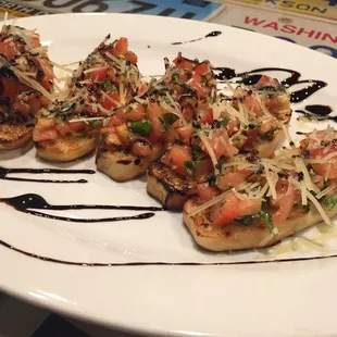 House made bruschetta topped with a balsamic reduction