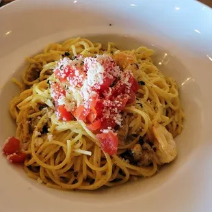 Shrimp and Sausage in a Basil Curry Sauce