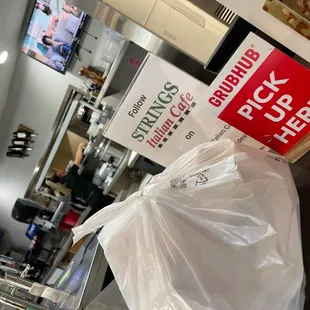 a bag of pick up items