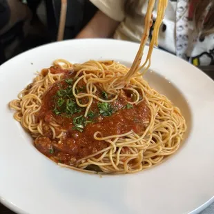 Angel Hair pasta with meat sauce