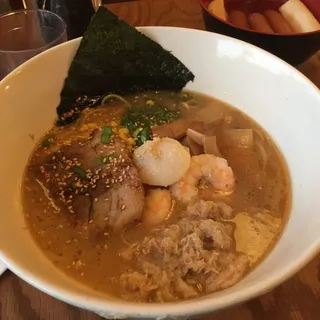 Miso Ramen with Seafood and Kuro Buta