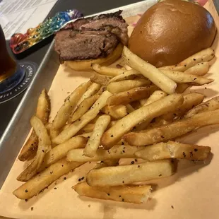 Brisket Sandwich with fries