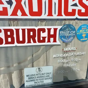 Hours and only service pets