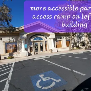 Ramp on left side of building