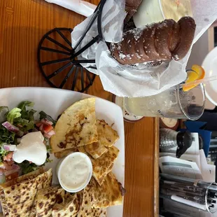 Mini Quesadillas and Soft Pretzels with Queso