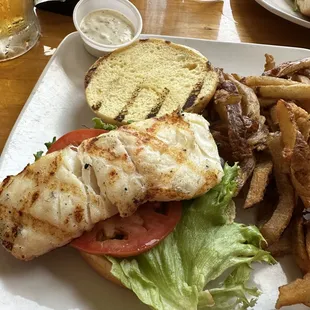 Grilled halibut sandwich