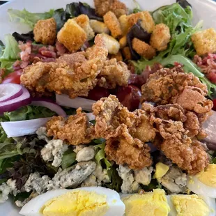 Cobb salad with fried oysters