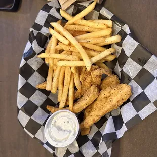 Chicken strips and fries