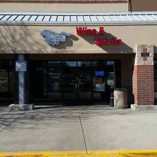 the front of a wine and spirits store