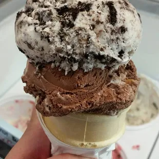 Junior double. Chocolate marshmallow and cookies and cream. So tasty!