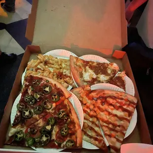 Jalapeño pizza, BBQ Chicken Pizza, Ricotta and Mozzarella Pizza,