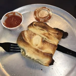 Seasoned chicken &amp; pineapple Stromboli - BEFORE