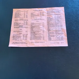 The full menu
