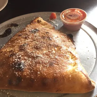 Ro-tel calzone! Got a little heat to it, yum!!