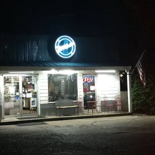 from outside in the evening