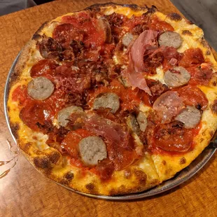 The meats pizza. Meat Pie
