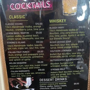 The bartender told us that all the drinks on this Cocktail menu are $7 on Saturdays.