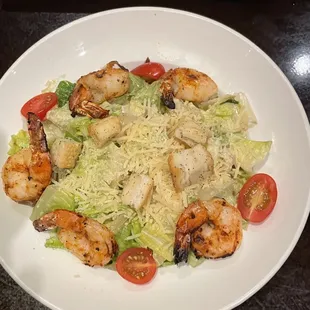 Caesar Salad with added grill shrimp