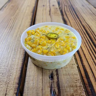 a bowl of corn and jalapeno