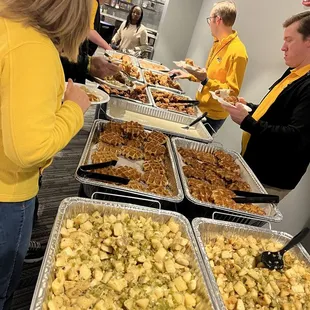 Chicken and waffles with chicken fried bacon is a real treat when Kevin caters for functions! He is the best ever at catering events!