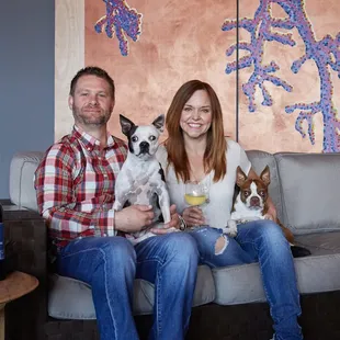 Our whole wine making family: Brian, Brandee, Valentine + Nubbin                                            *photo by Christophe Serviers