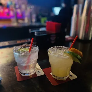 My Tito's and soda and my GF's Margarita