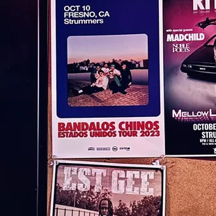 posters on a bulletin board