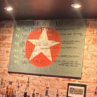Cocktail menu