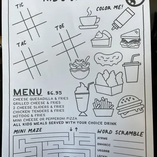 Kids menu 5/2/23
