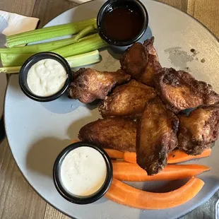 Naked wings with the honey sriracha sauce on the side!