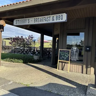 Outside the restaurant