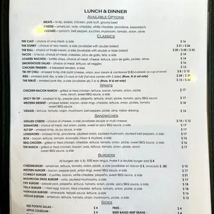 Lunch and dinner menu March 2024