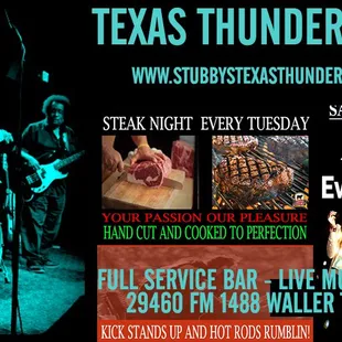 Known also as The “Texas Thunder Saloon”, we have ICE COLD BEER  at a  fun &quot;Full Service Bar , with Happy Hour every day 11am - 5pm,   “Kar