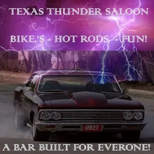 Ultimate Cruise Bar:&quot;Kick stands up, Hot Rods rumblin it&apos;s time to head over to the Texas Thunder Saloon! A bar built for everyone.