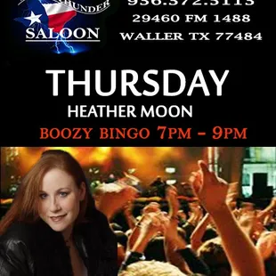 Boozy Bingo, 8-Midnight Every Thursday with Heather Moon