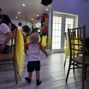 My son loving the decorations