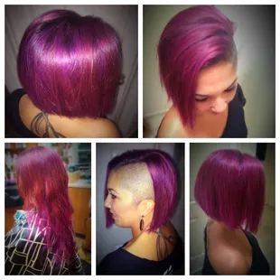 Undercut aline textured Bob . Pravanna purple hair