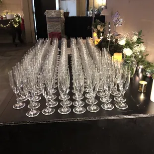 empty wine glasses on a table