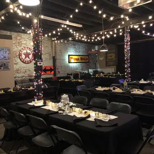 tables set for a holiday party
