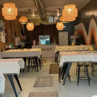 The Studio set up for a bridal shower, booked as a venue rental for our space.