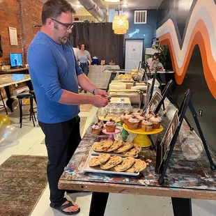 The paint splattered, glass topped tables were gorgeous!