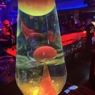 a lava lamp in a bar