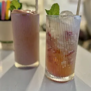 (Left to Right) Morning, Sunshine! Yuzu Strawberry Italian Soda