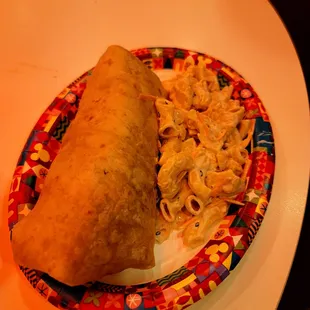 Boat Snacks Burrito and mac salad - Highly recommend..wait is definitely worth it